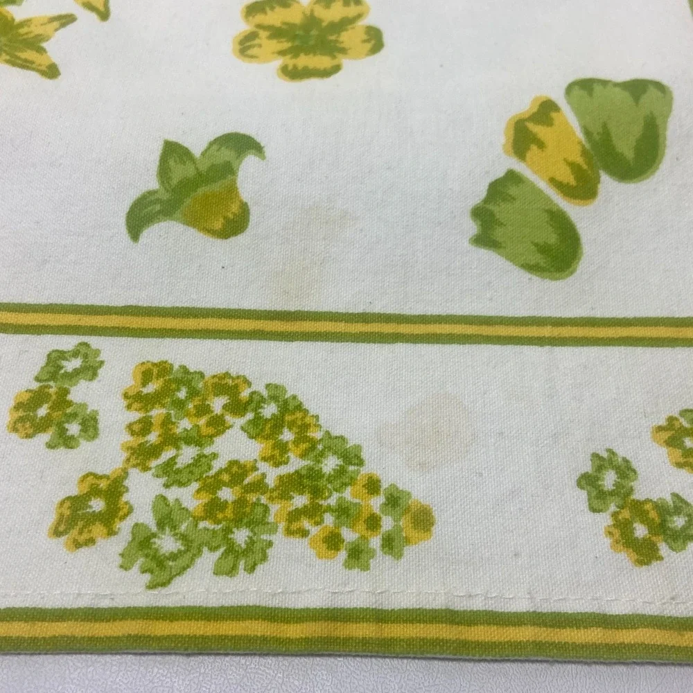 Vintage Floral Set Of 6‎ Placemats & 6 Napkins Green Yellow Flower MCM 70s Boho
